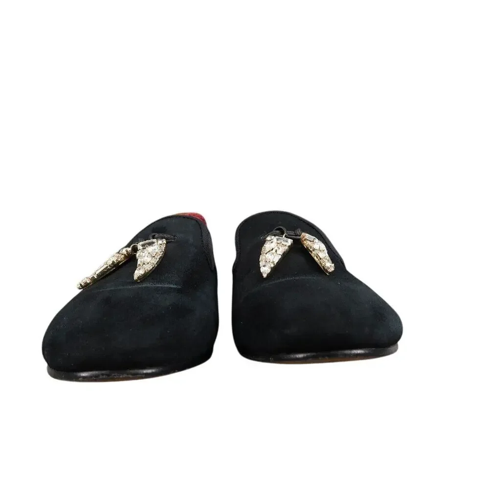 Giuseppe Zanotti Shoes Women 36 Slipper Loafer Shark Crystal Charm Fashion Black